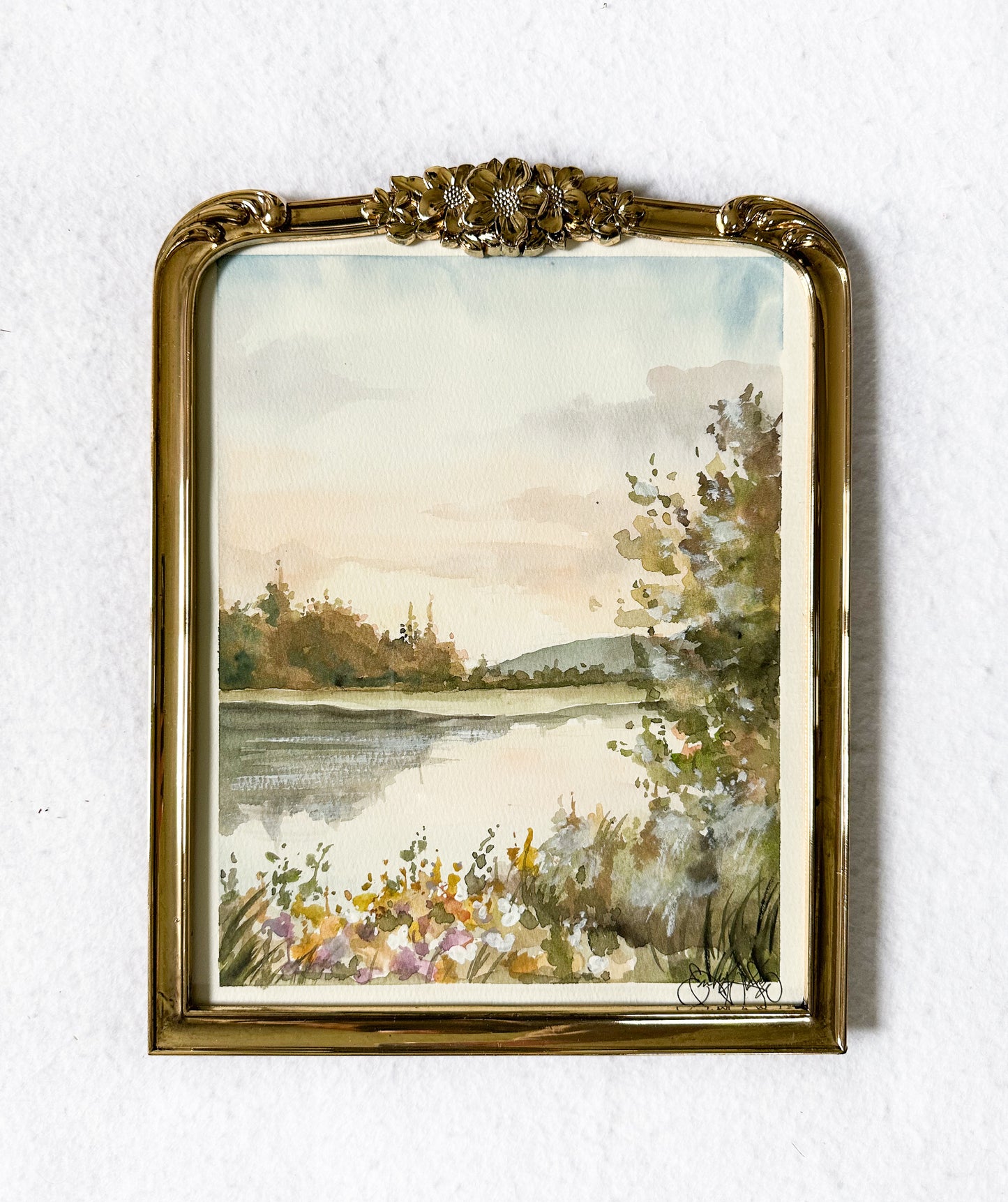 ORIGINAL Watercolor Midwest Lake Whimsy