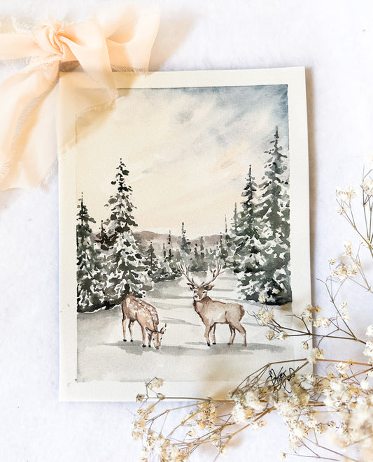 PRINT - Snowy Reindeer