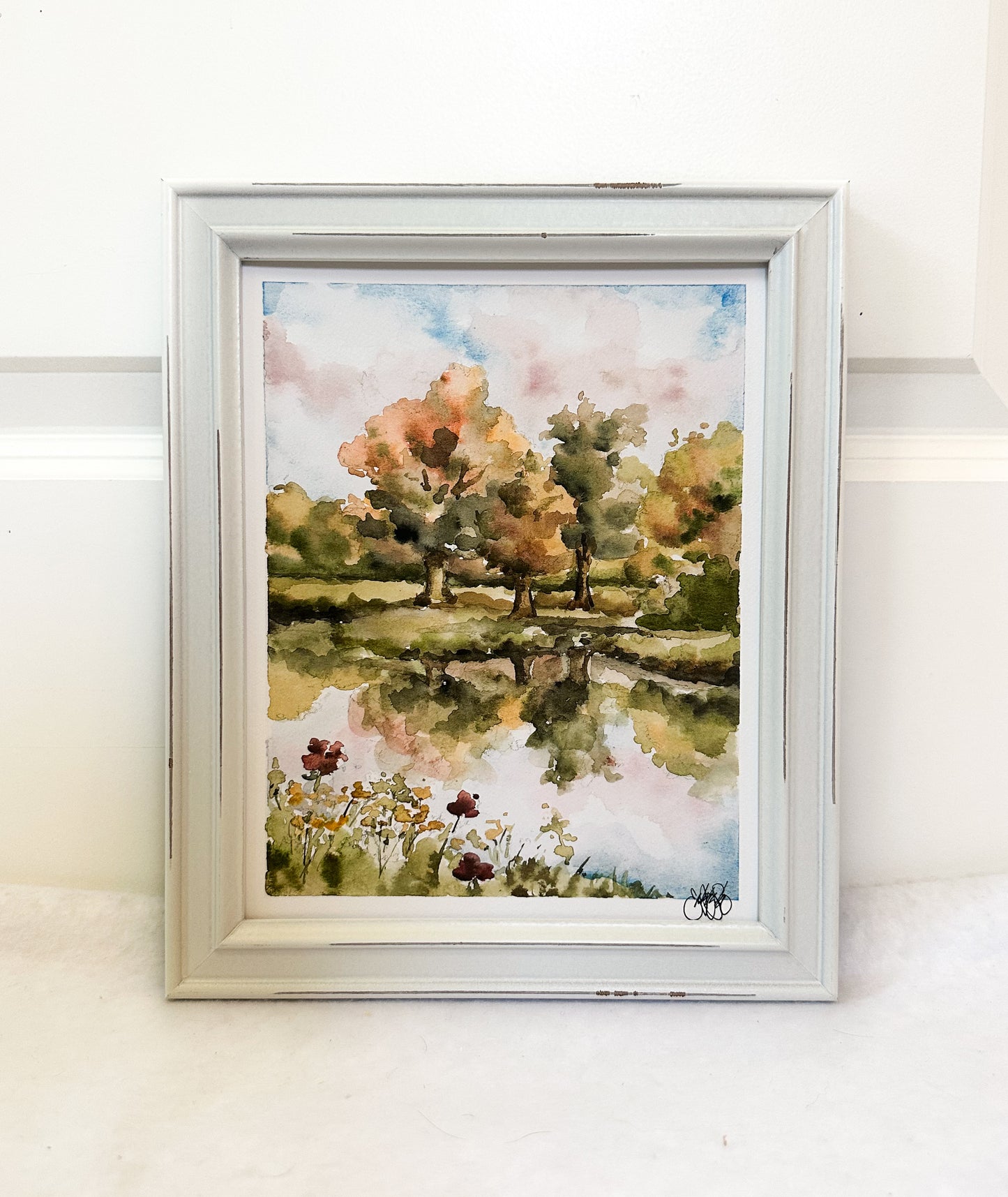 PRINT - Watercolor Fall Lake