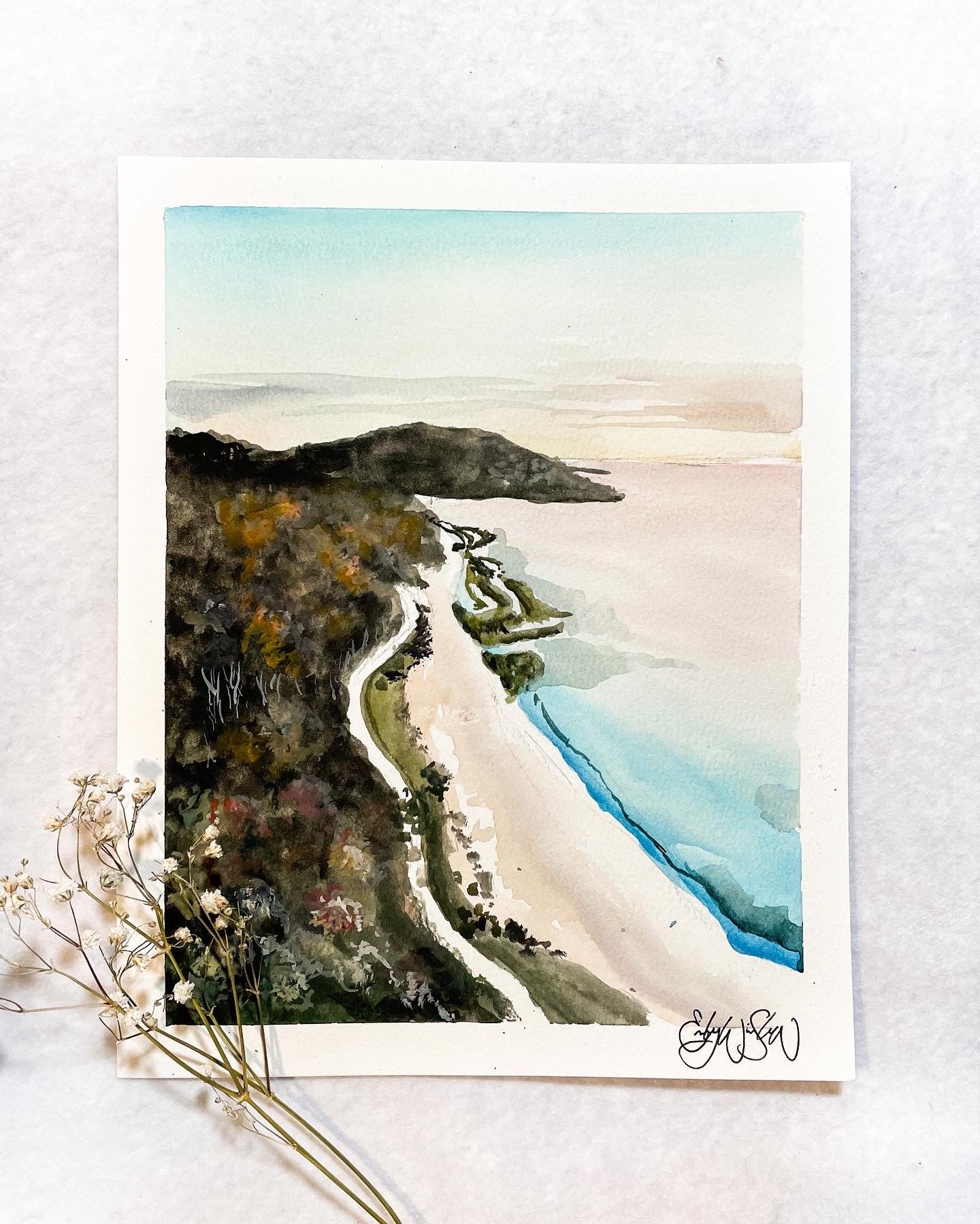 ORIGINAL Beach Coast Watercolor