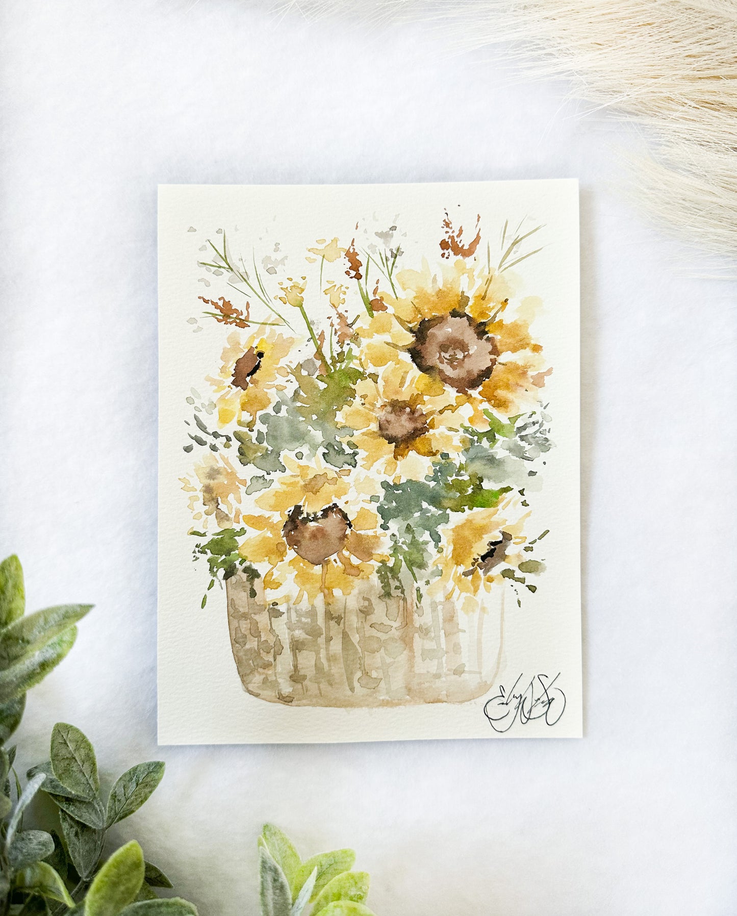 ORIGINAL Watercolor Sunflowers